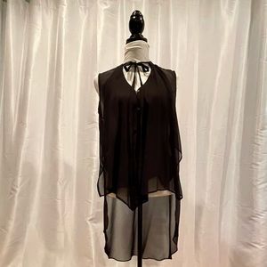 Sheer Black Hi-Lo Tunic Blouse
